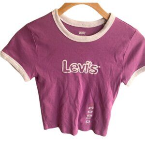 NWT Levi's Slim Fit Levis Womens Graphic Ringer Mini Tee Purple Size XS